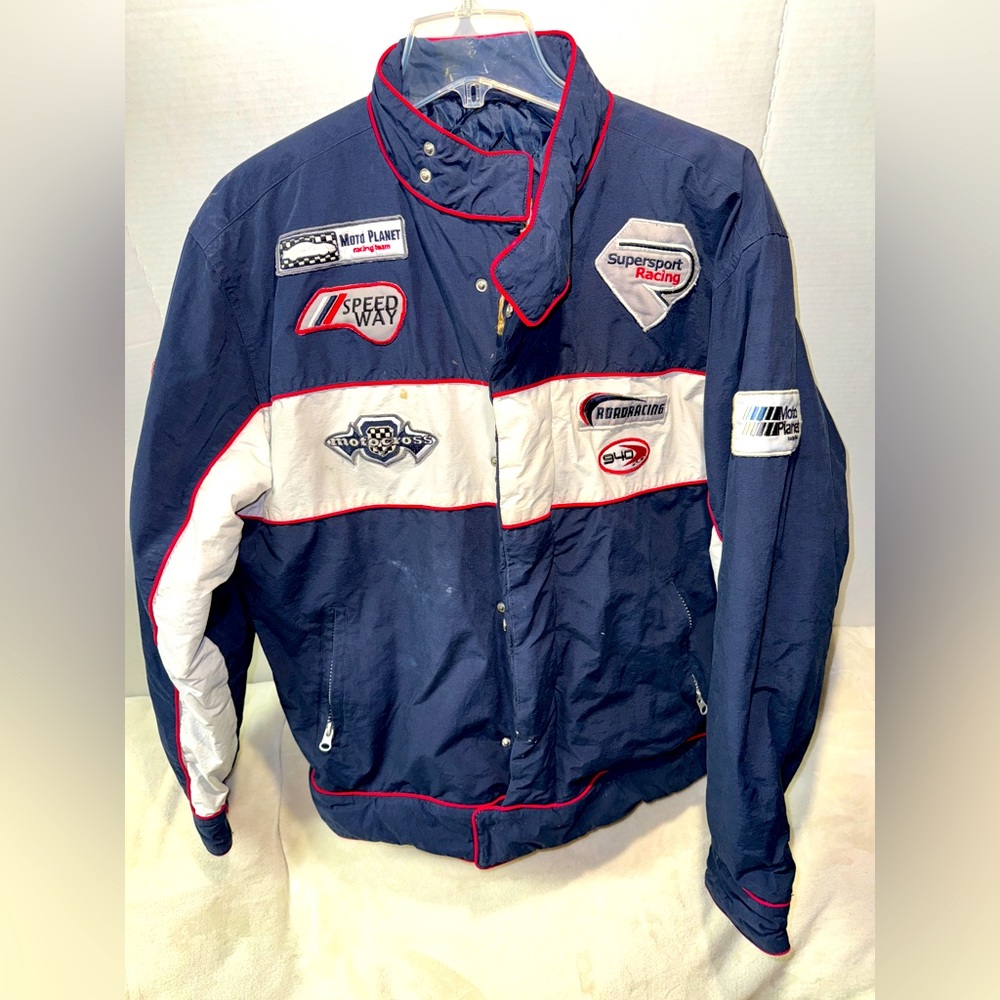 Vintage Blue PJ Mark Classic Athletic Racing Motorcross Jacket Adult Size XL